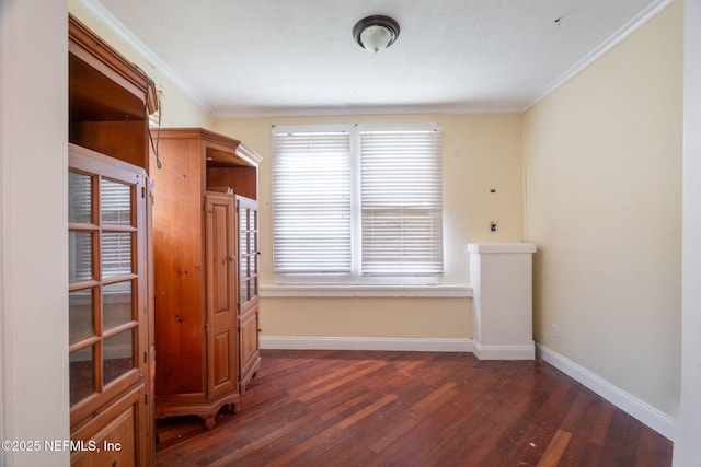 346 N Cherry St, Starke, FL 32091 - unfurnished room featuring dark wood-style floors, baseboards, and crown molding