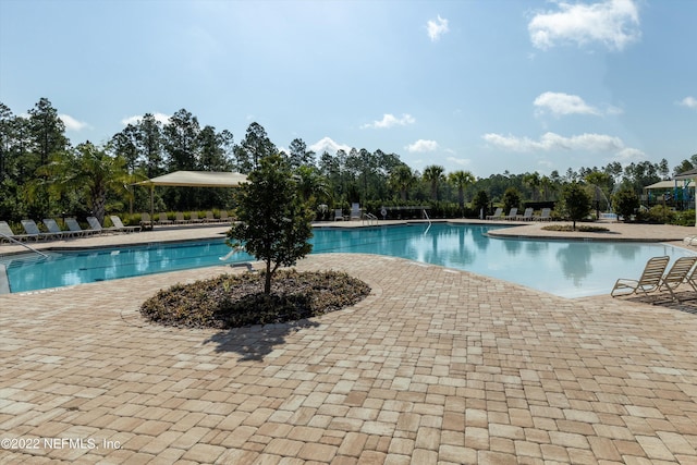 community pool with a patio