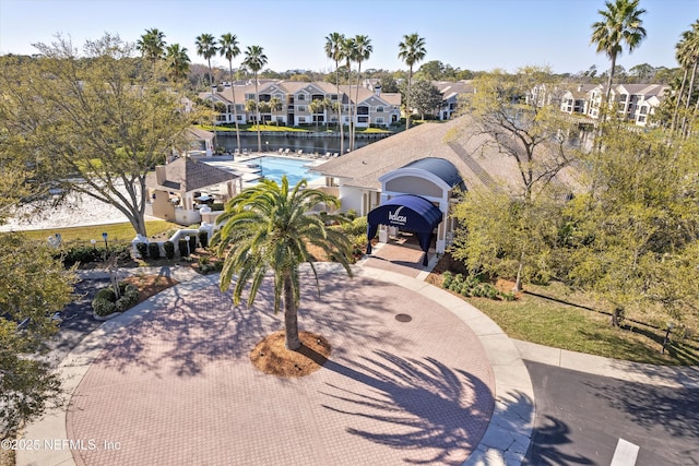 bird's eye view with a residential view