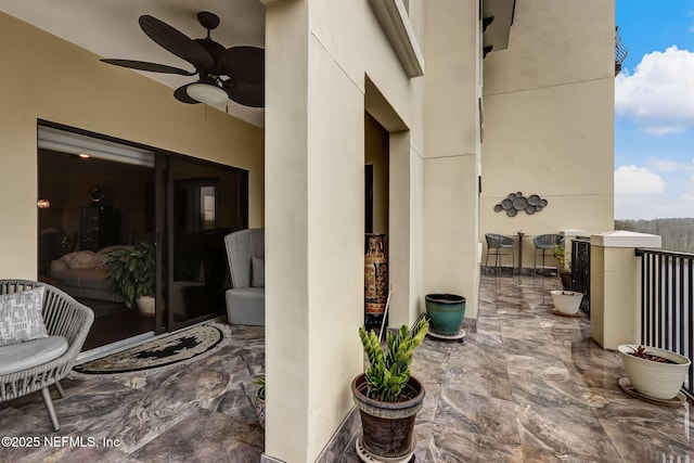 view of patio with a ceiling fan