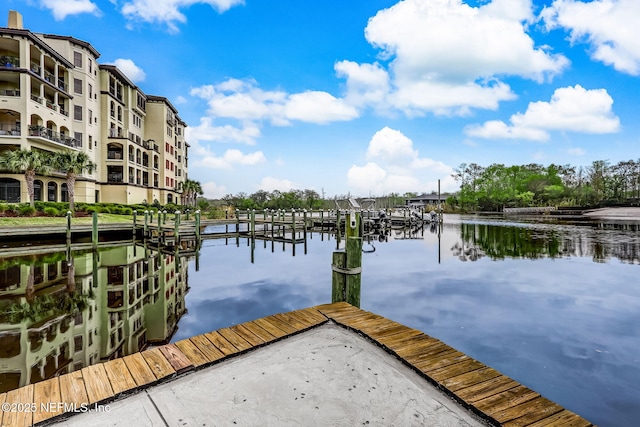 view of dock featuring a water view