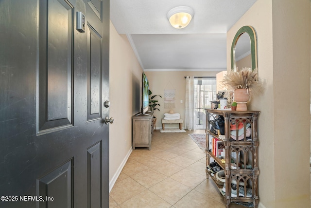 8880 Old Kings Rd S Unit 21, Jacksonville, FL 32257 - entrance foyer featuring light tile patterned floors, baseboards, and ornamental molding