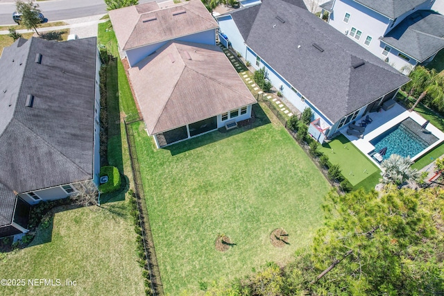 drone / aerial view with a residential view