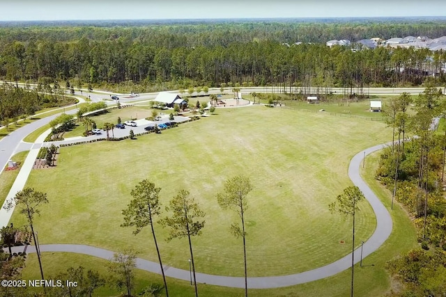 aerial view featuring a view of trees