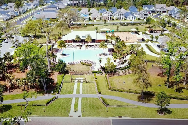 aerial view featuring a residential view