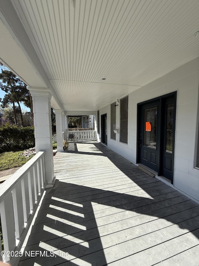 deck featuring a porch