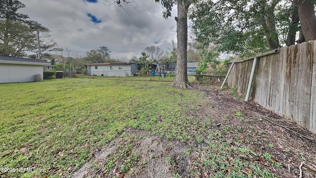 view of yard featuring a fenced backyard