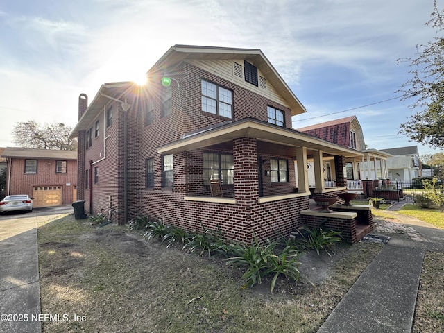 view of home's exterior featuring brick siding