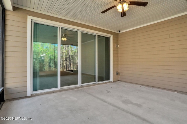 view of patio with a ceiling fan