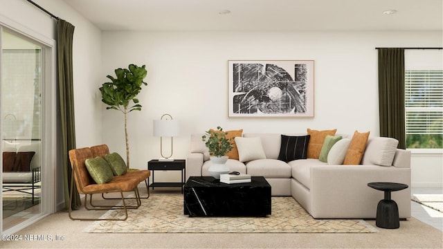 view of carpeted living area