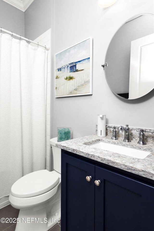 bathroom with toilet and vanity