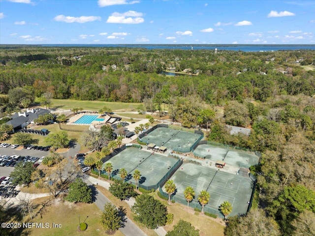 bird's eye view with a forest view