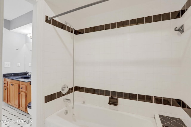 full bathroom featuring vanity and shower / bathtub combination