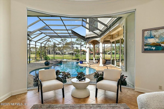 view of pool featuring a pool with connected hot tub