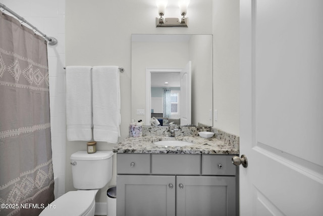 88 Village Grande Dr, Ponte Vedra, FL 32081 - bathroom featuring a shower with curtain, toilet, and vanity