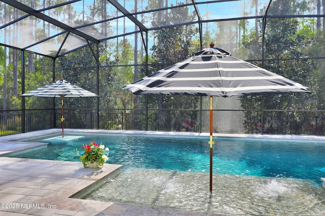 88 Village Grande Dr, Ponte Vedra, FL 32081 - view of swimming pool with a lanai, fence, a fenced in pool, and a patio area