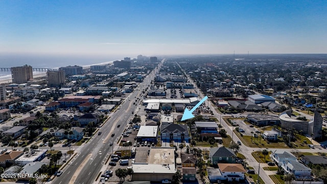 bird's eye view with a city view