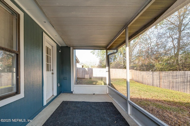 view of unfurnished sunroom