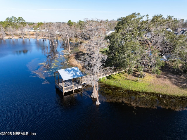 view of dock featuring a water view