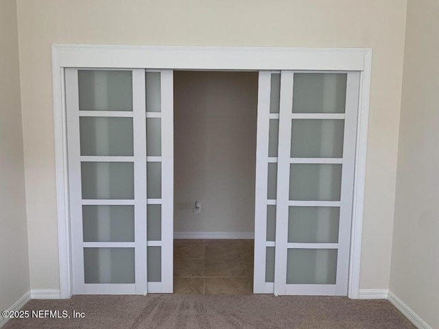 interior details featuring baseboards and carpet flooring