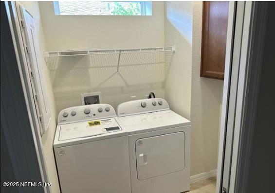 laundry room with washer and dryer and laundry area