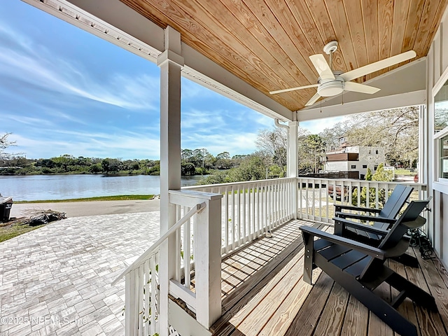 31 Lewis Blvd, Saint Augustine, FL 32084 - deck with a water view and a ceiling fan