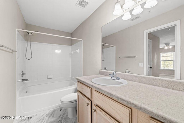 7800 Point Meadows Dr Unit 736, Jacksonville, FL 32256 - bathroom with vanity, bathing tub / shower combination, toilet, and visible vents