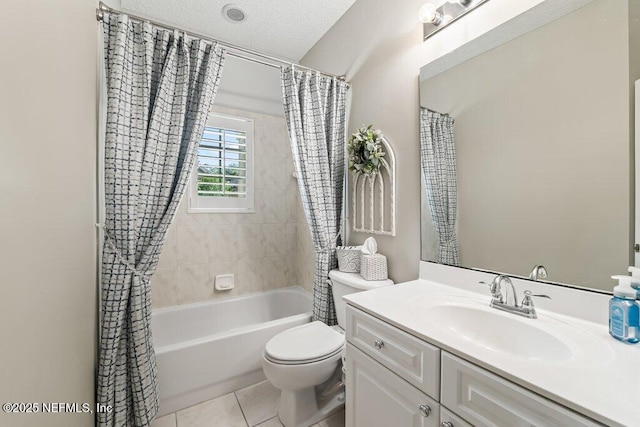 1341 Honeysuckle Dr, Saint Johns, FL 32259 - full bath with shower / bathtub combination with curtain, vanity, toilet, and tile patterned floors