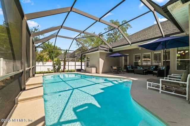 1341 Honeysuckle Dr, Saint Johns, FL 32259 - view of pool featuring an outdoor hangout area, a patio, and a lanai