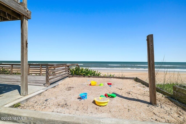 view of water feature featuring a beach view
