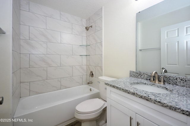 full bathroom with vanity, toilet, and shower / bathtub combination