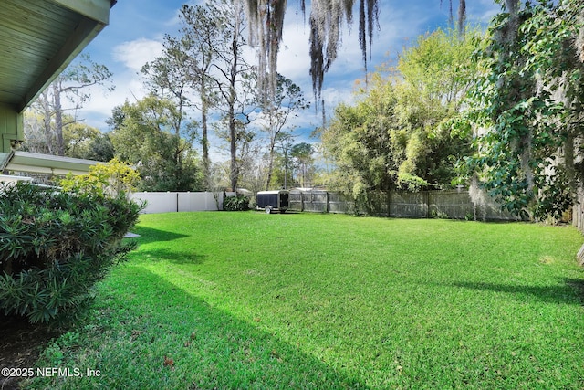 view of yard featuring a fenced backyard