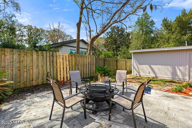 view of patio featuring a fenced backyard