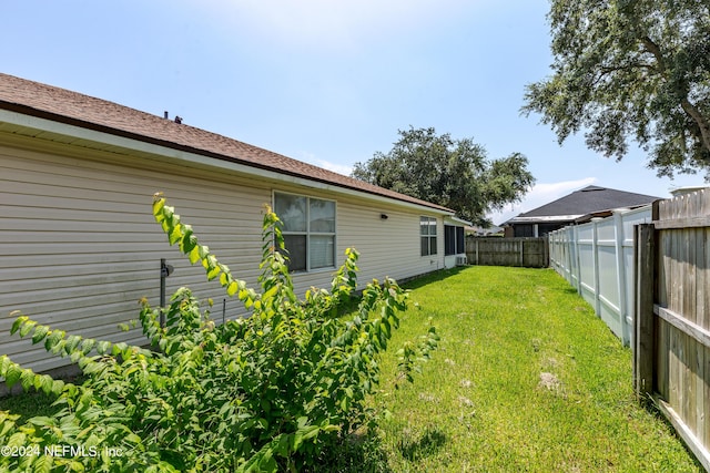 view of yard featuring a fenced backyard