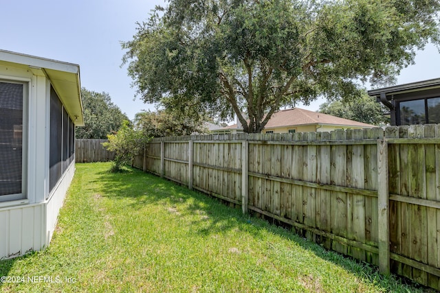 view of yard featuring a fenced backyard