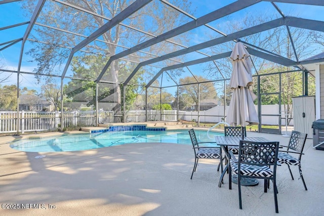 view of pool with a fenced in pool, a patio, and a fenced backyard