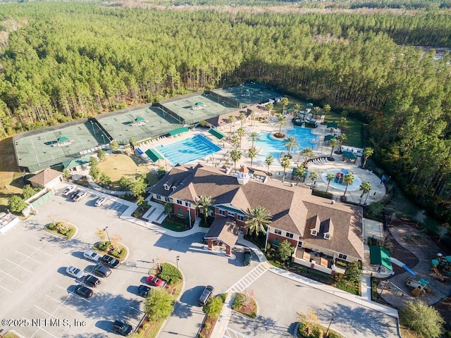 aerial view with a forest view