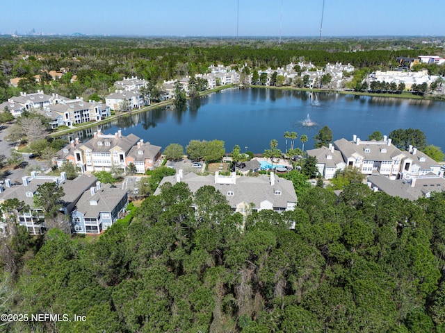 bird's eye view with a residential view and a water view