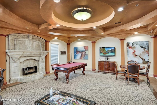 10961 Burnt Mill Rd Unit 1135, Jacksonville, FL 32256 - recreation room with pool table, baseboards, recessed lighting, visible vents, and carpet