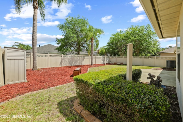 view of yard with a patio area and a fenced backyard