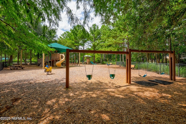 communal playground with fence
