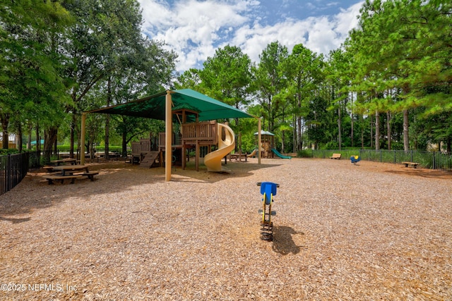 communal playground with fence