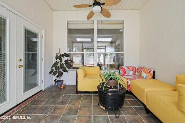 sunroom with tile patterned flooring