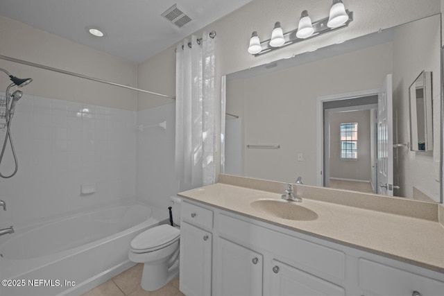 10075 Gate Pkwy Unit 1301, Jacksonville, FL 32246 - full bath with visible vents, toilet, shower / tub combo, tile patterned floors, and vanity