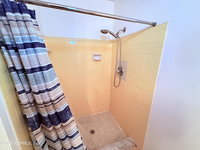 bathroom featuring a tile shower