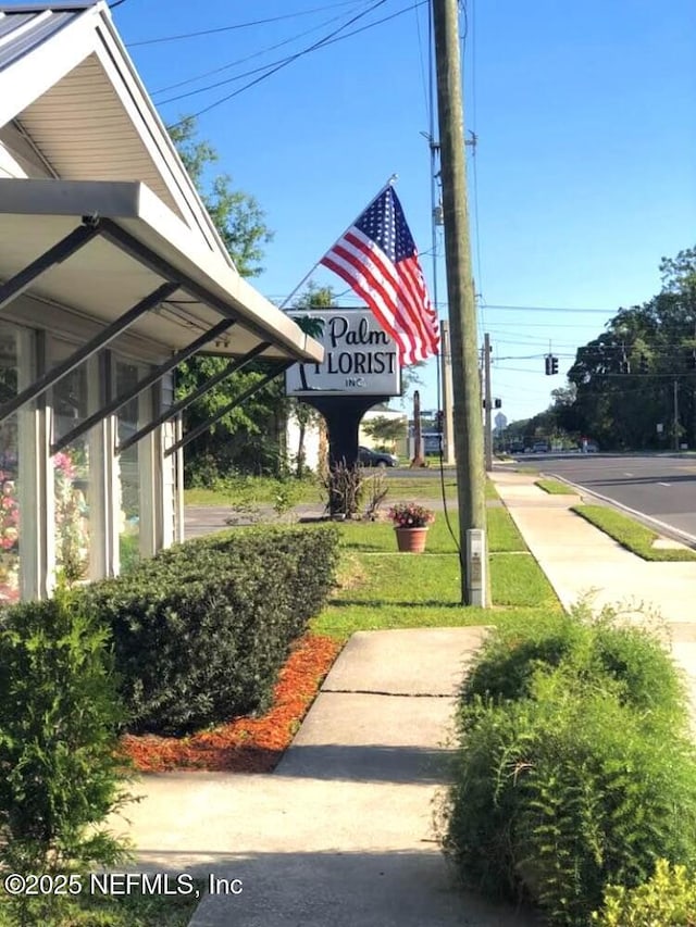 exterior space with sidewalks