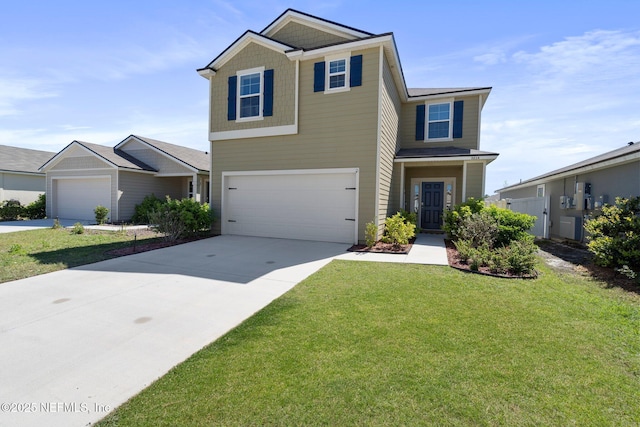 3214 Little Fawn Ln, Green Cove Springs, FL 32043 - view of front of house with a front lawn, an attached garage, and driveway