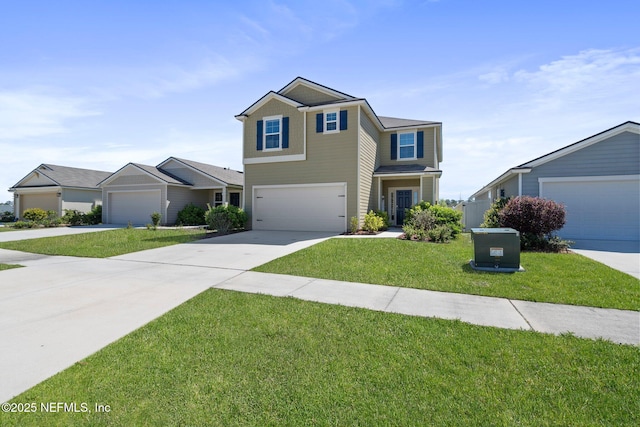 3214 Little Fawn Ln, Green Cove Springs, FL 32043 - view of front of house with a front lawn, a garage, and driveway