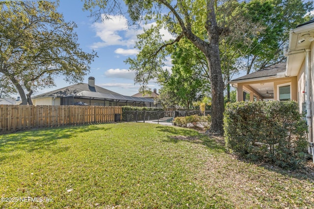view of yard featuring a fenced backyard