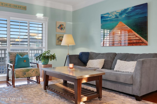 2114 Gail Ave Unit A, Jacksonville Beach, FL 32250 - living area featuring wood finished floors and ornamental molding